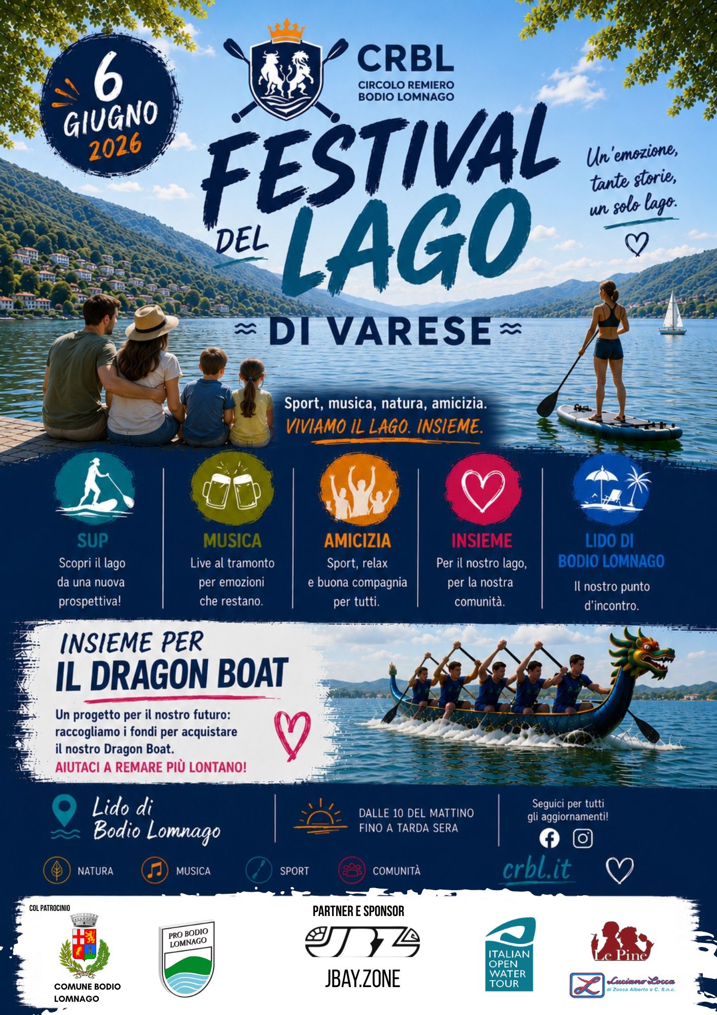 Arriva il Festival del Lago di Varese: il 6 giugno una giornata di sport, musica e natura al Lido di Bodio Lomnago